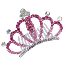 Roze haarband met kroon en kristallen