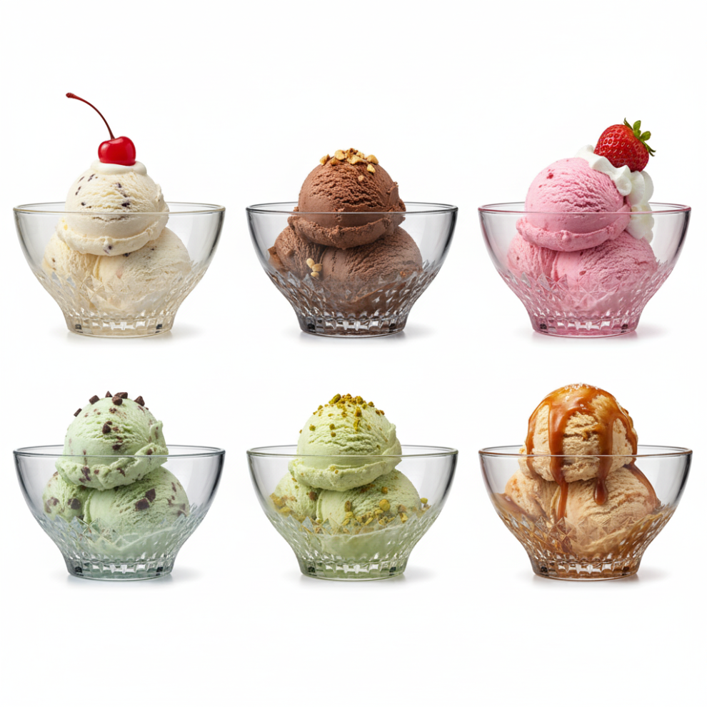 (Set of 6) Pasabahce Ice Cream Dessert Bowls Set Glass Sundae Dish Tableware Serving Bowl Set-image-OPC-PMXQQF8-NEW