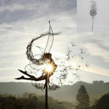 (Style 10) Enchanting Metal Garden Sculpture: Fairies Dancing with Dandelions for Your Lawn