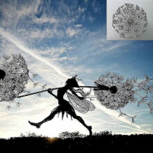 (Style 1) Enchanting Metal Garden Sculpture: Fairies Dancing with Dandelions for Your Lawn