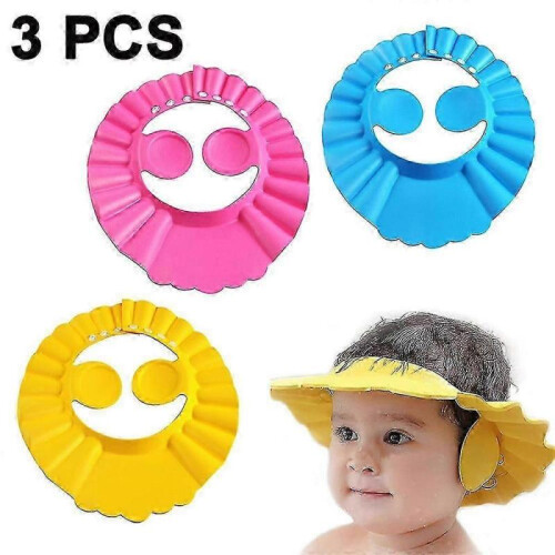 Soft Adjustable Baby Shower Caps - 3-Pack Safe Bathing Protection for Toddlers