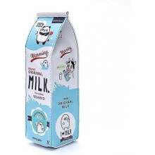 Novel Pencil Box (Blue Panda) Milk Cartoon Pencil Box Cute PU Pencil Bag Stationery Bag Student Office Stationery Bag