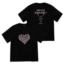 (M,polyester t shirt6)Pink And Black Shirt Tee Shirt Born Pink T-shirt Kpop Born Pink Clothing Born Pink Top Wear Golf Trainning T Shirts Short Sleeve