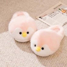 (40 41, StyleAPink) Cute Penguin Slippers with Toy Warm Soft Anti-slip Plush Shoes Winter Spring House Animals Slipper Women Men