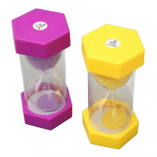 2pcs Hexagonal Hourglass 30 Minutes Sand Timer Portable Plastic Sand Clock for Games Kitchen Office 1