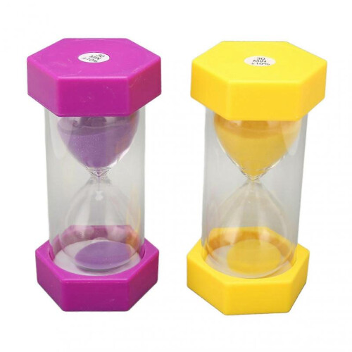 2pcs Hexagonal Hourglass 30 Minutes Sand Timer Portable Plastic Sand Clock for Games Kitchen Office 2