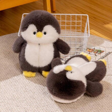 (36 37, StyleBBlack) Cute Penguin Slippers with Toy Warm Soft Anti-slip Plush Shoes Winter Spring House Animals Slipper Women Men