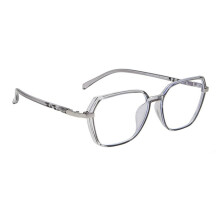 1 einfache Brille, graues Metallgestell mit Blaulichtfilter