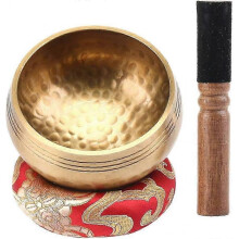 Original Tibetan singing bowl, handmade singing bowl, singing bowl set with leather clapper and singing bowl cushion, singing bowl for yoga, reciting
