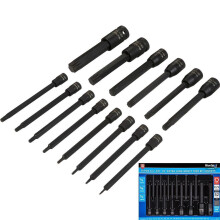 Blue Spot Tools 15 PCE 1/4", 3/8" & 1/2" Extra Long Impact Torx Bits Sockets (T6-T70)