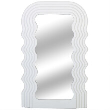(White) Aesthetic Wave Pattern Irregular Frame Mirror, Decorative Desk Wall Mirror For Living Room Bedroom Hallway Home Decor