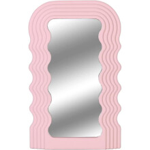 (pink) Aesthetic Wave Pattern Irregular Frame Mirror, Decorative Desk Wall Mirror For Living Room Bedroom Hallway Home Decor