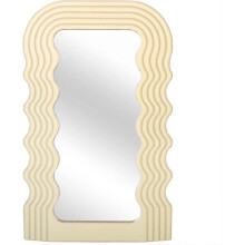 (cream yellow) Aesthetic Wave Pattern Irregular Frame Mirror, Decorative Desk Wall Mirror For Living Room Bedroom Hallway Home Decor