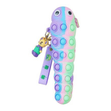 Caterpillar Silicone Decompression Pencil Box, Silicone Worm Pencil Box Simple Sensory Bubble Stationery Storage Bag, Suitable for Office Stationery O