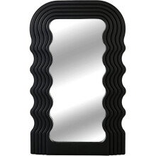 (black) Aesthetic Wave Pattern Irregular Frame Mirror, Decorative Desk Wall Mirror For Living Room Bedroom Hallway Home Decor