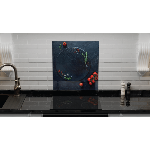 Glass Splashback Kitchen TOMATOES CHERRY TOMATOES CERAMIC STONE 60x65cm 1