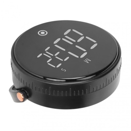 3in LED Digital Timer Rotatable Magnetic Low Noise ABS Shell Silicone Buttons Kitchen Timer Black 1