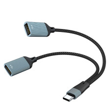 USB C Type C Two Port Hubs With Nylons Braided-2 USB Female