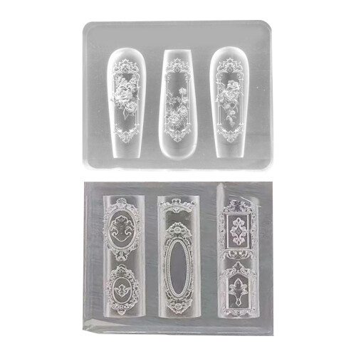 Rose Window Nail Art Mold Silicone Stamping Kit-pattern 2 1