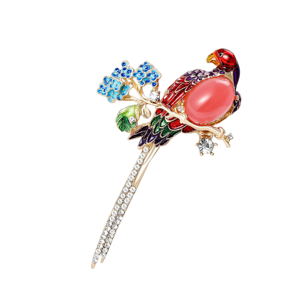 Colorful Sophisticated Parrot Brooch Elegant Vibranting-Red