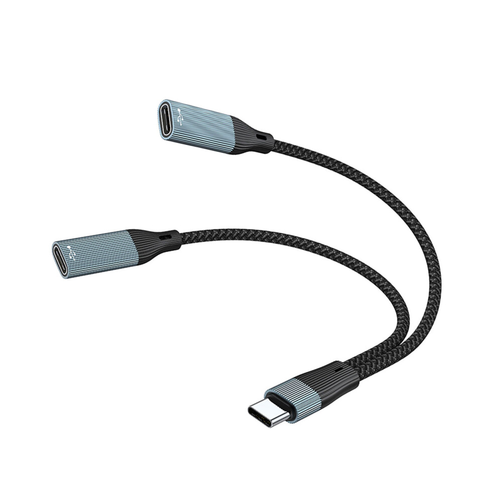 Usb C 2Port Hubs Aluminum Nylons Braided Cable-2 Type C Female 7696000280608