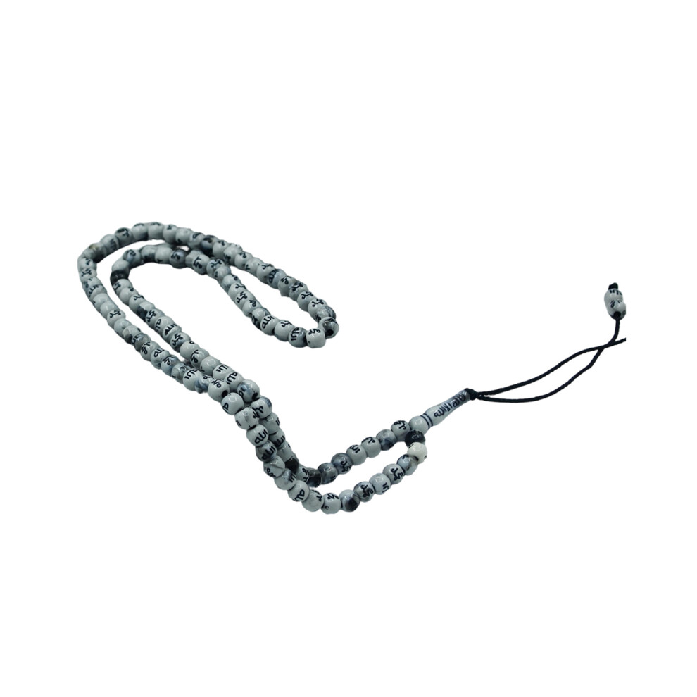 Vibrant Color Islamic Tasbih 99 Count Bead Necklace-white gray-image-OPC-PMXQVHN-NEW