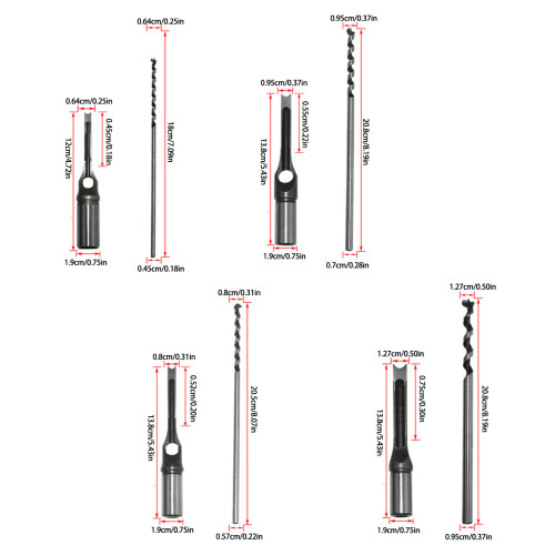 Woodworking Square Hole Mortise Chisel Drill Bit Set Various 2