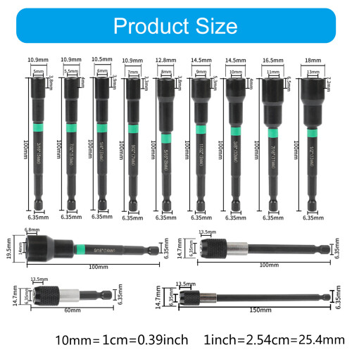 13PCS Hex Head Drill Bit Set Magnetic Nut Driver Nut Driver Set 2