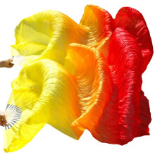 Stage Performance Dance Fans Silky Veils Belly Dance Fan Veils 2-Piece As16 180x90cm Colored