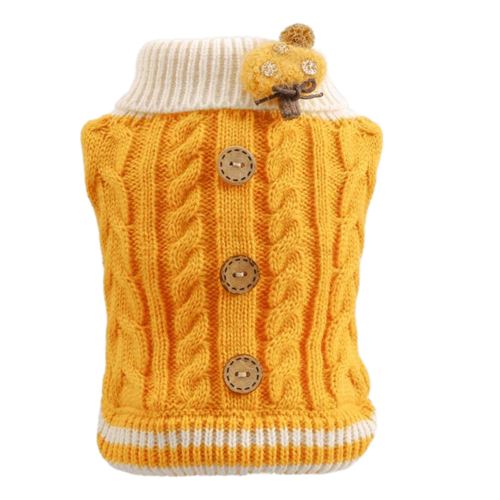 (Yellow, M) Dog Warm And Cute Knitted Winter Warm Clothes Comfortable Wear Small-image-OPC-PMXRCFK-NEW