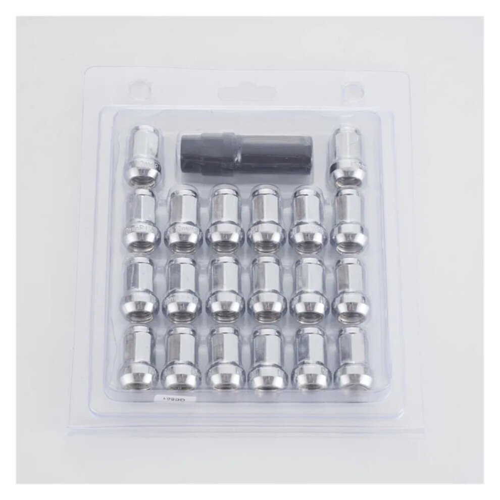 Lug Nuts 32Mm Overall Length M12x1.25 And M12x1.5 With Socket Key 3/4In And 13/16In Hex Silver 9339159129241