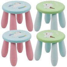 (Set of 4) 21cm Kids Plastic Nursery Chair Play Stool for Age 1–3 Toddler Seat Child Furniture