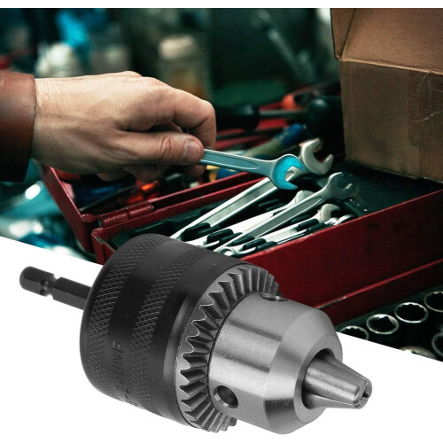 1.5-13mm Key Type Drill Chuck with 3/8-24UNF Thread and /4 Hex Threaded Extension Rod Tool Kit 1