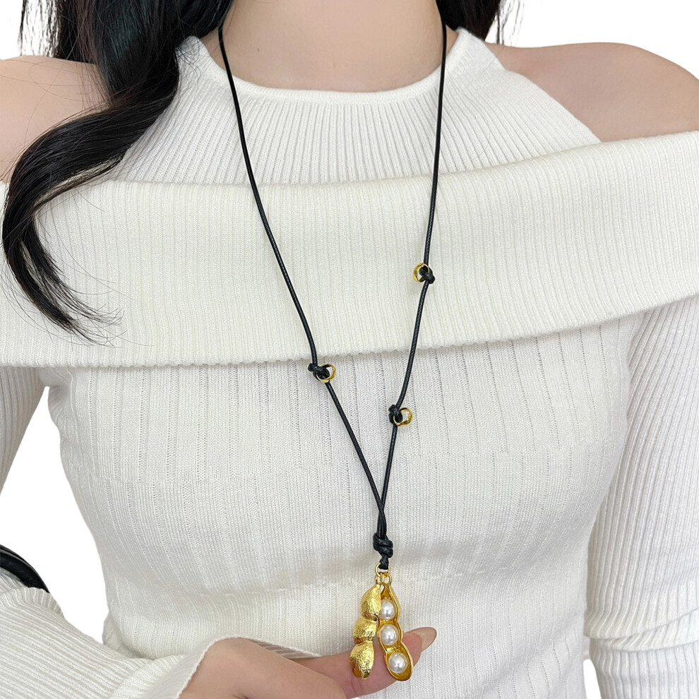 Contemporary Alloy Peanut Necklace Fashion Statement-Gold-image-OPC-PMXS7J2-NEW