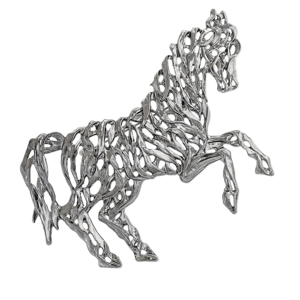 Silver Openwork Horse Designs Brooch Sturdy Alloy Jewelry For