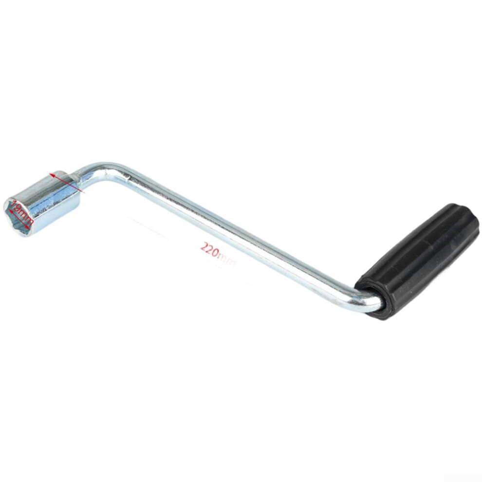 Zinc Plated Steel Trailer Rv Jack Crank Handle 19Mm Socket 220Mm Length Manual Leveling Wrench For Stabilizer Jacks 9339159132081