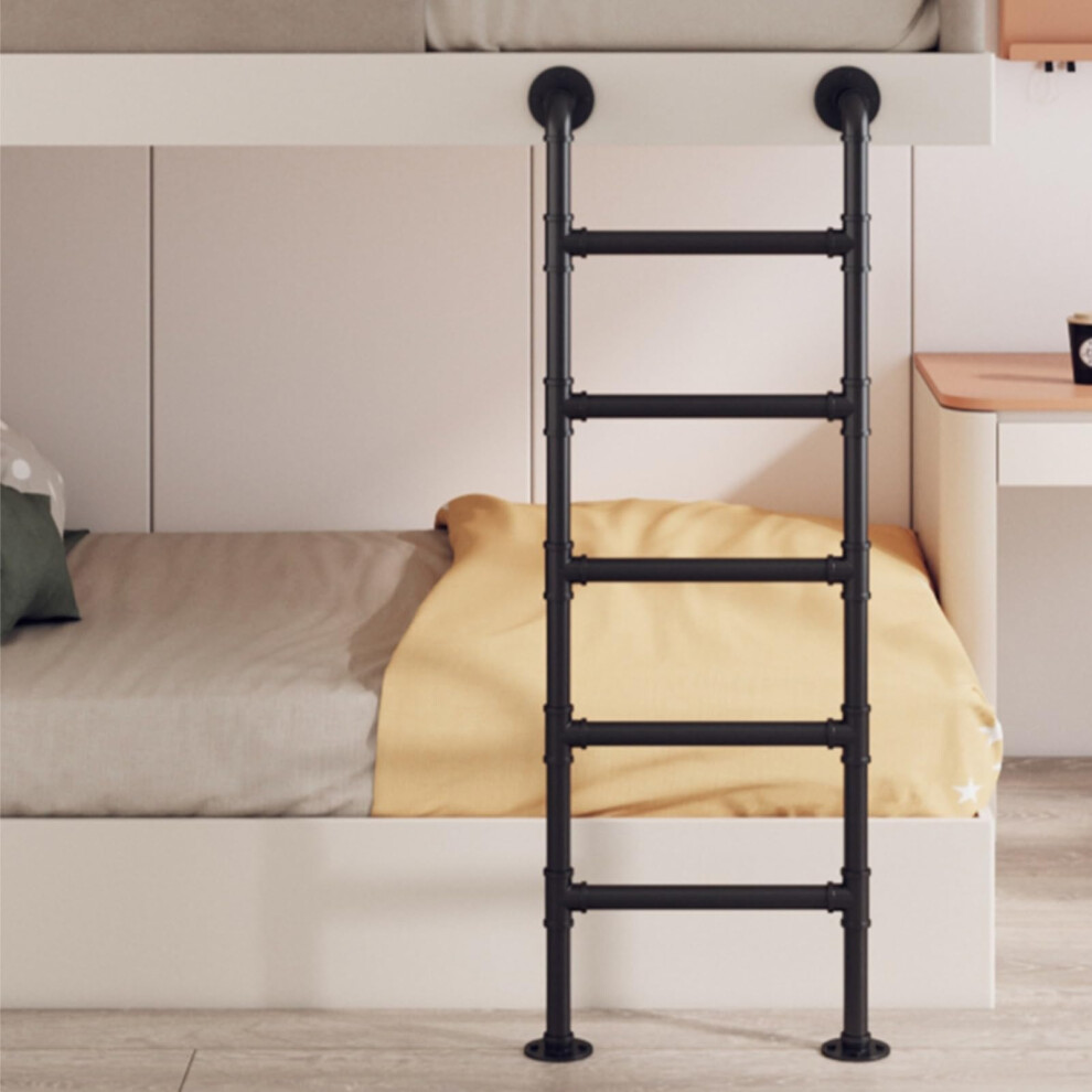Black Interior Bunk Bed Ladder Wall Mounted Metal Ladder For Home Loft 4Ft-7Ft 190Cm/75In 9339159133514