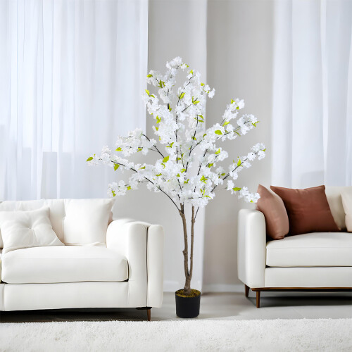Living And Home 165cm Artificial Cherry Blossom Tree in Pot for Decoration 1