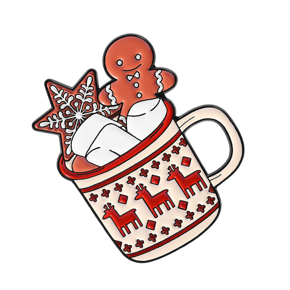 Christmas Gift Snowman Elk Gingersnap Enamel Brooch-QHXZ5028