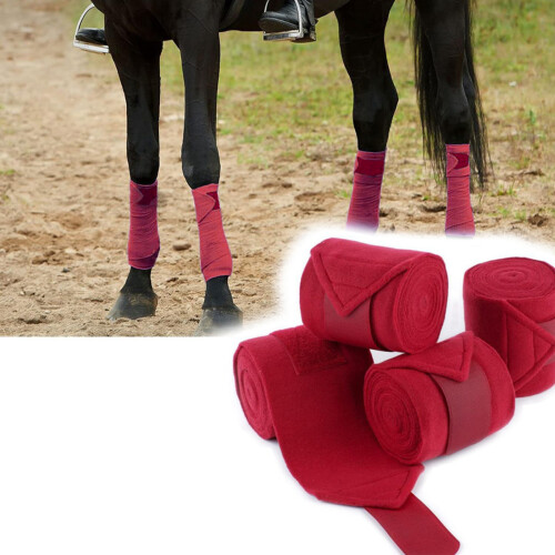 Durable Polyester Horse Support Wrap Breathable-Black 4pcs 2