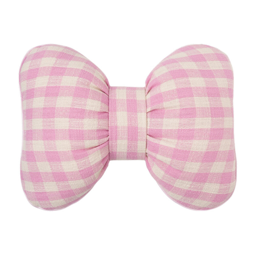 Fashionable Auto Cushion Checkered Bowknot- Waist Pillow Pink 7627000336927