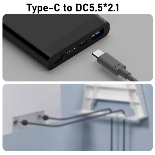 Mini Type C To DC5521 Charging Cable Heavy Duty PVC Material-3m 1
