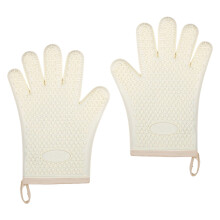 Flexible Silicone Oven Gloves with-Bee white Five fingers