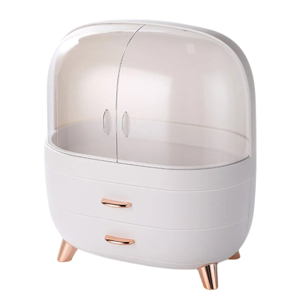 Large Capacity Makeup Organizer Box Cosmetics Holder-L White