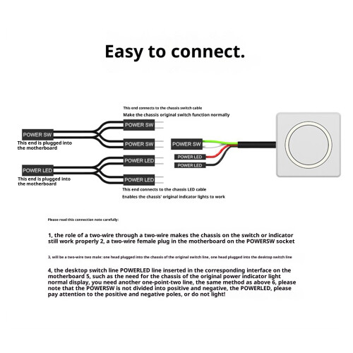 Computer Power Button Extender Cord With Universal-A 2