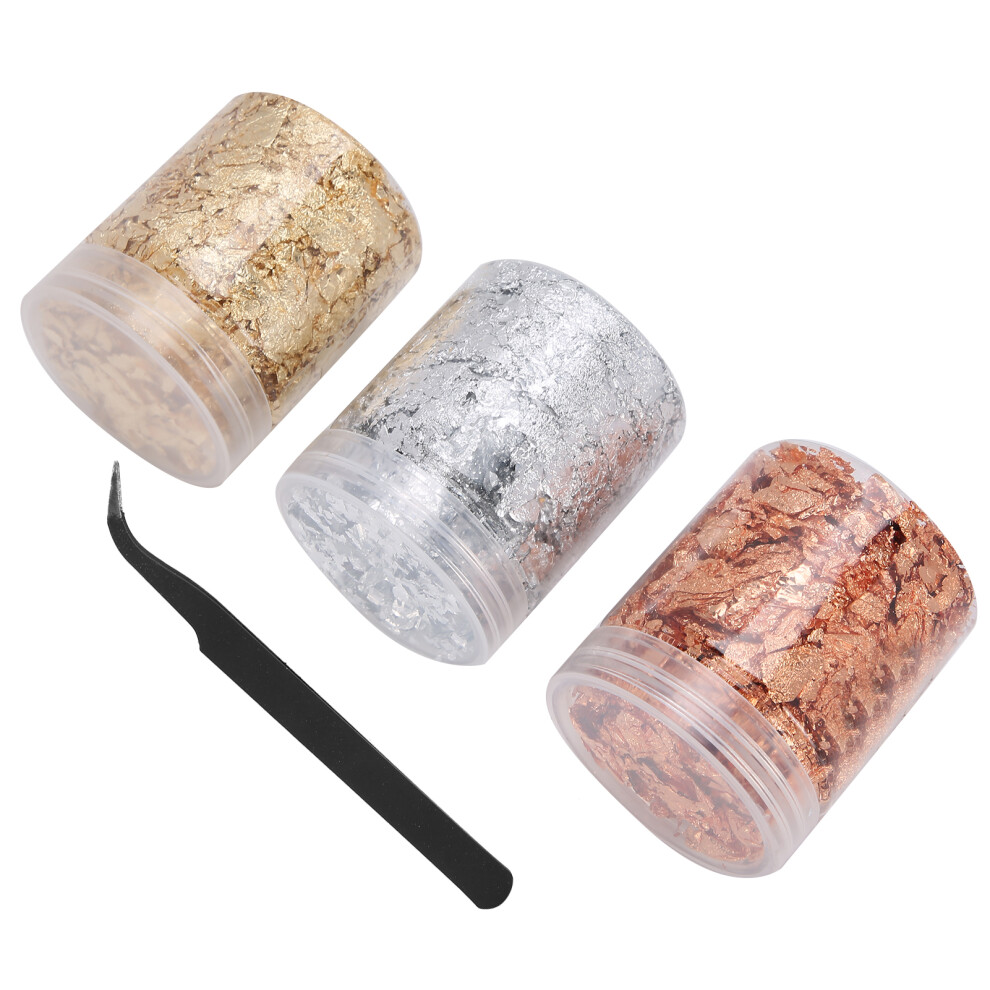 Gold/Silver 3Pcs Copper Nail Foil Flakes 6.3X5.2cm Diy Decoration
