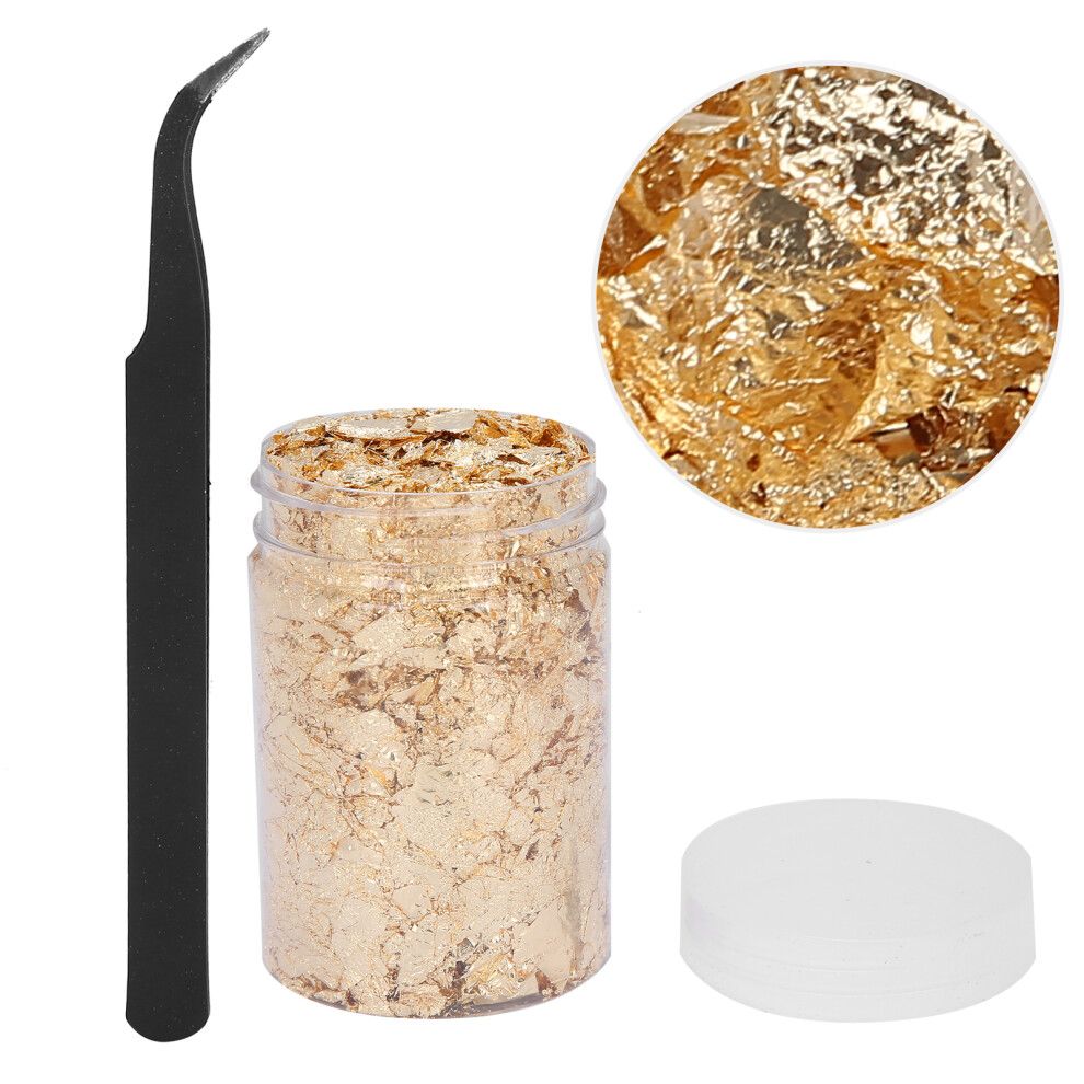 Gold Nail Art Flakes, Shiny Brass Foil 10G For Manicure