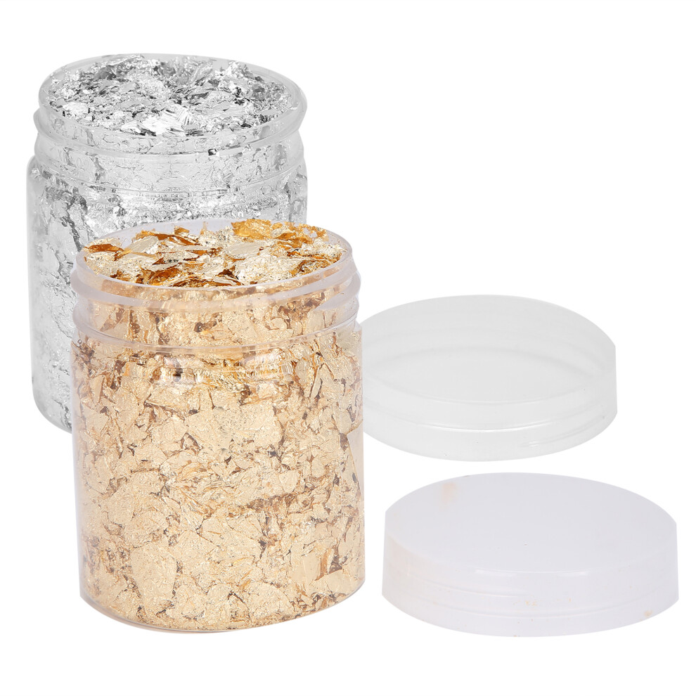 Gold Foil Nail Art Glitter Flakes 5G X 2 Bottles Diy Decoration Aluminum