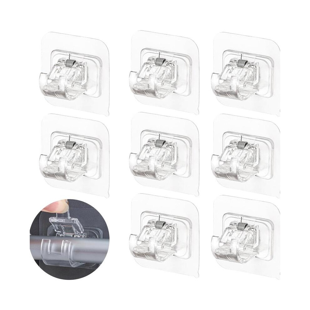 (16 Pcs) 8Pcs No Drill Curtain Rod Brackets No Drilling Self Adhesive Curtain Rod Holder Hooks Nail Free Adjustable Curtain Rod Hooks Curtain Hangers 5011686712588