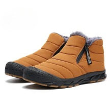 (Brown, 40) Men Snow Boots Warm Fur Winter Men Shoes Long Plush Ankle Unisex Outdoor Casual Sneakers Durable Non-slip Boots Big Size